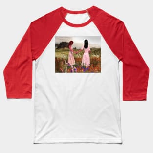 Two women girls walking on hill peace relax zen buddhism yoga Baseball T-Shirt